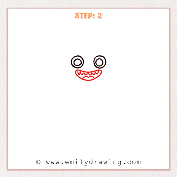 how to draw a huggy wuggy - Step 2